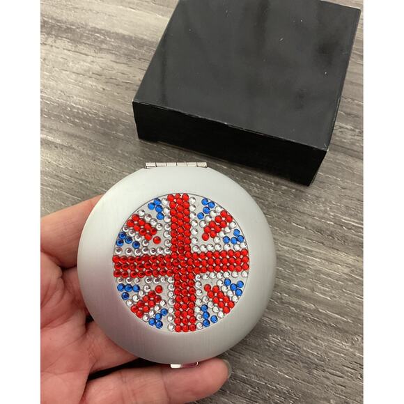 NWT Graham Webb Mirror Compact Silver Rhinestone Flag - Picture 6 of 6